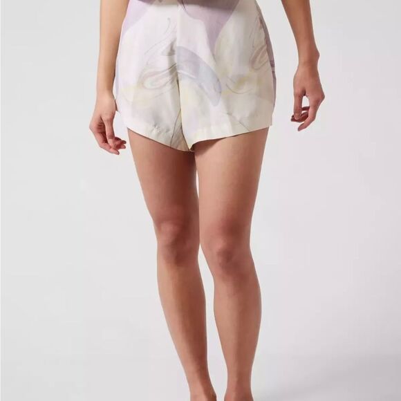Athleta Women’s Calm Cool Sleep Shorts Marble Cream  Size Large NWT $54 - Picture 4 of 5